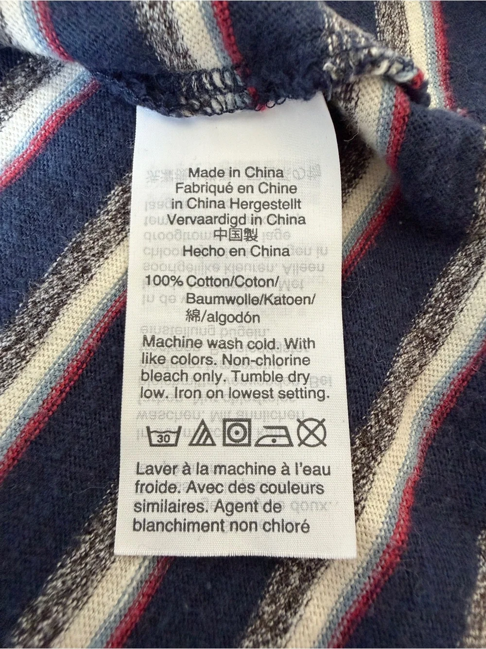 J.Crew Knit Goods Slub Cotton Striped T-Shirt Navy Blue Red Mens XL Unisex